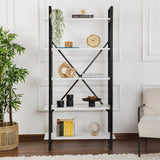 Bibliothèque Industrielle Ely Blanc Bois Mélaminé - Cadre Noir - 180x90 cm 