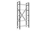 Bibliothèque Industrielle Ely Blanc Bois Mélaminé - Cadre Noir - 180x90 cm 