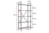 Bibliothèque Industrielle Ely Blanc Bois Mélaminé - Cadre Noir - 180x90 cm 
