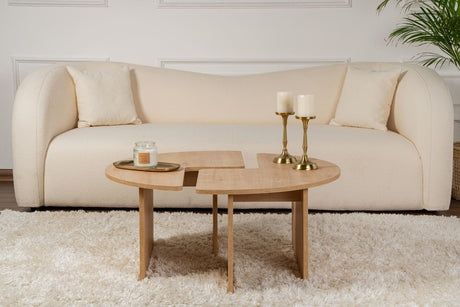 Table basse ronde Moari en mélamine de chêne 90 cm 