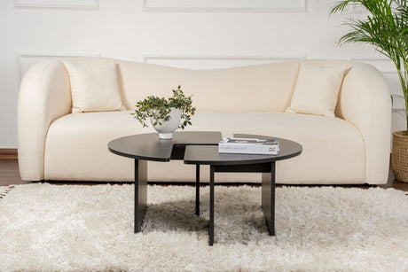 Table basse ronde Moari Noir Mélamine 90 cm 