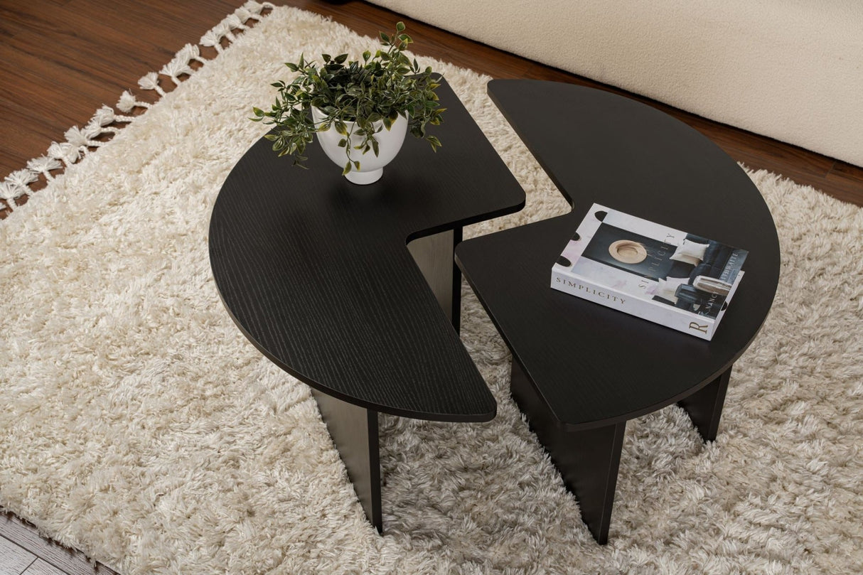 Ronde Salontafel Moari Zwart Melamine 90 cm