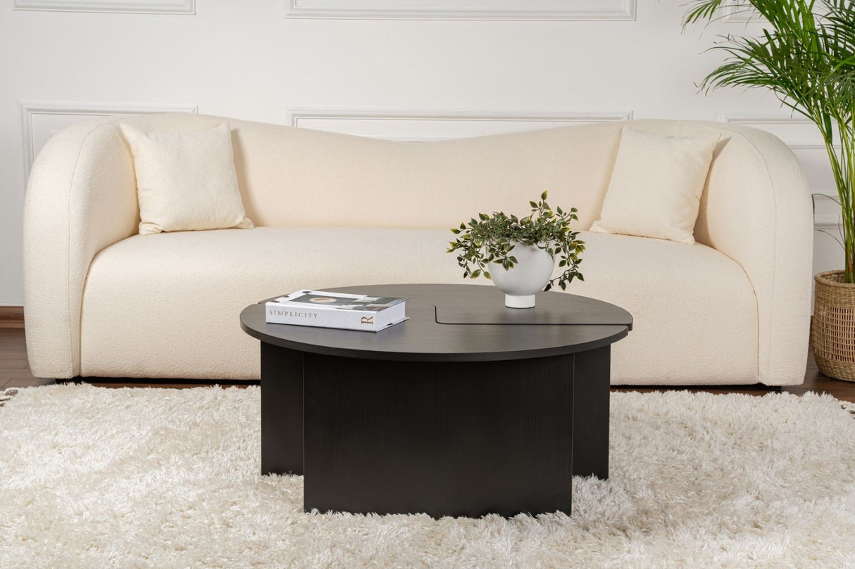 Ronde Salontafel Moari Zwart Melamine 90 cm