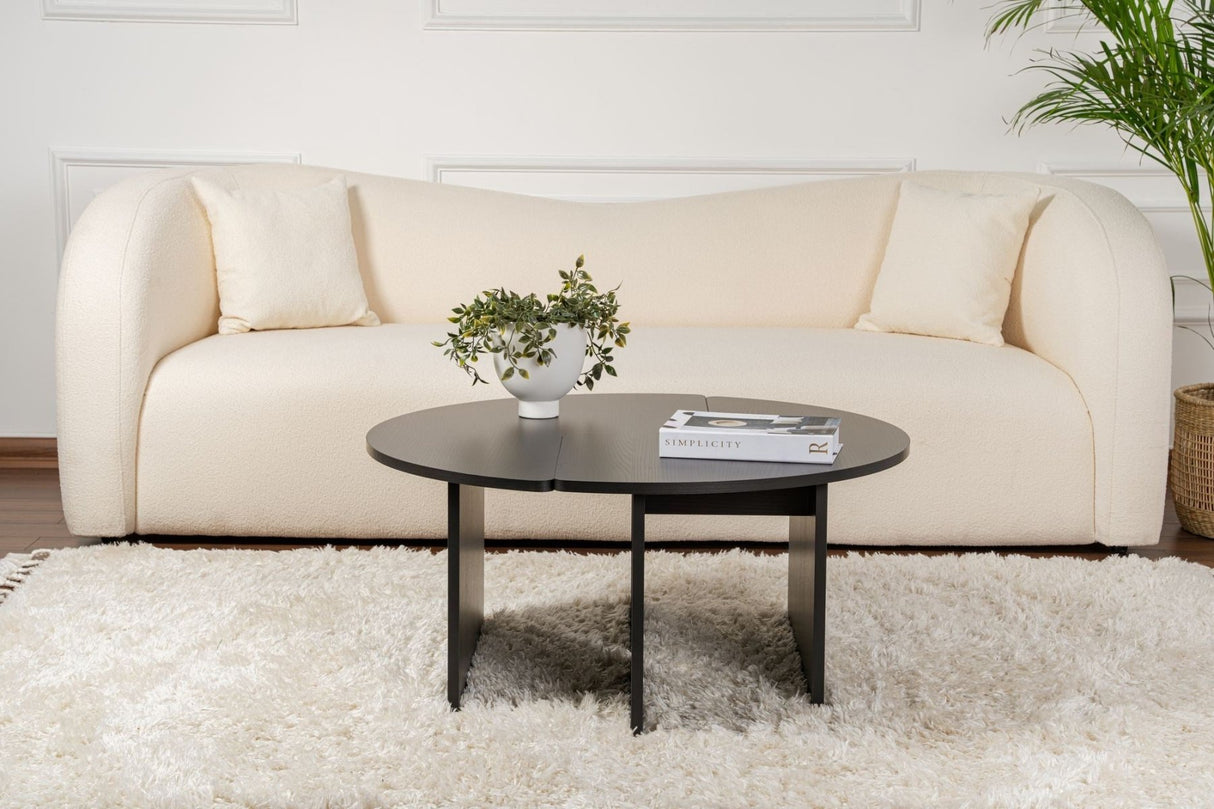 Ronde Salontafel Moari Zwart Melamine 90 cm