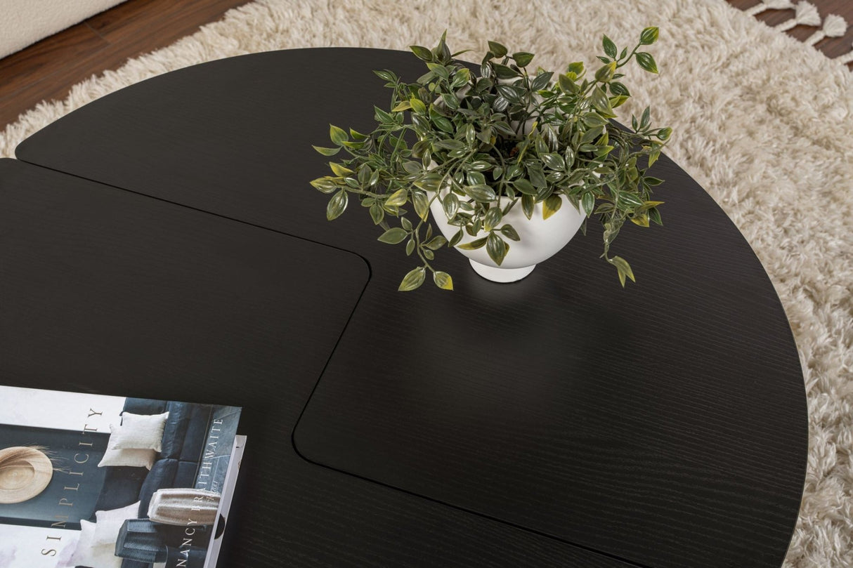 Ronde Salontafel Moari Zwart Melamine 90 cm