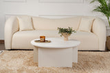 Table basse ronde Moari aspect bois mélaminé blanc 90 cm 