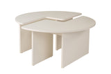Table basse ronde Moari aspect bois mélaminé blanc 90 cm 