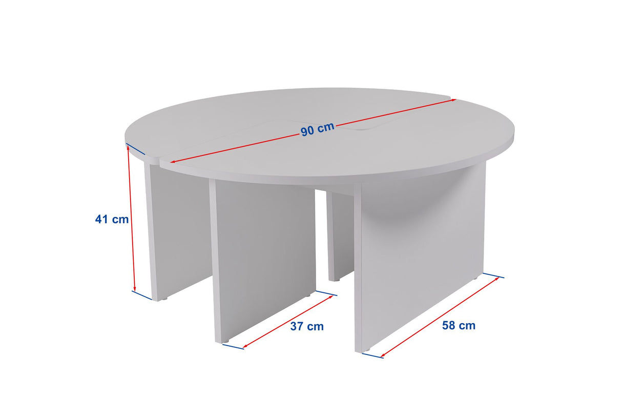 Table basse ronde Moari aspect bois mélaminé blanc 90 cm 