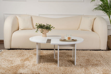 Table basse ronde Moari blanc mélamine 90 cm 