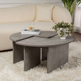 Table basse ronde Moari aspect béton gris mélaminé 90 cm 