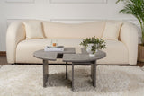 Table basse ronde Moari aspect béton gris mélaminé 90 cm 