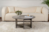 Table basse ronde Moari aspect béton gris mélaminé 90 cm 