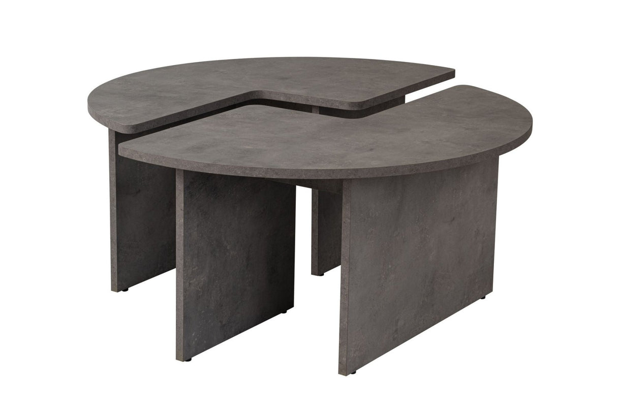 Table basse ronde Moari aspect béton gris mélaminé 90 cm 
