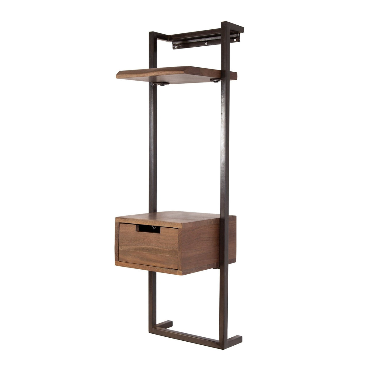 Table de nuit Oslo 1 tiroir en acacia massif, brun drift 