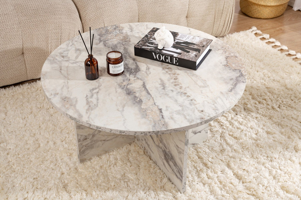 Table basse ronde Armo effet marbre 80 cm 