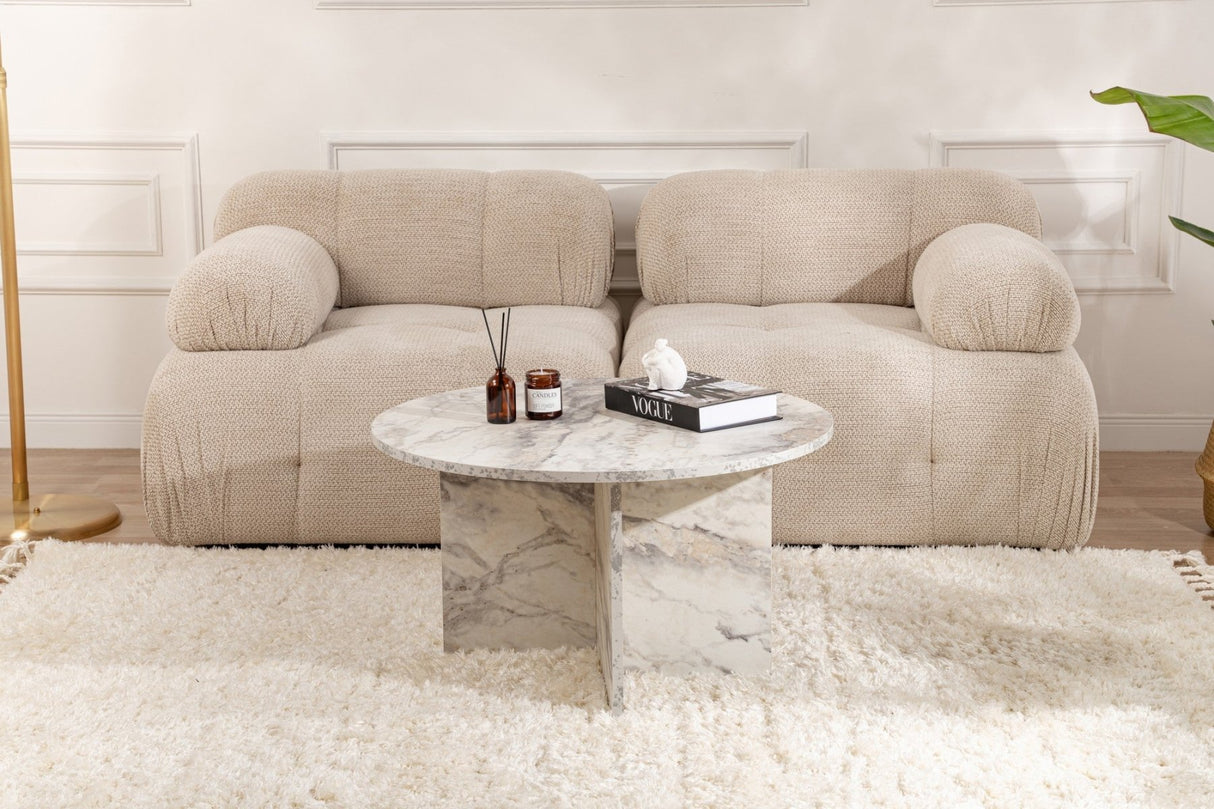 Table basse ronde Armo effet marbre 80 cm 