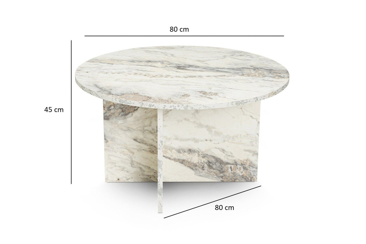 Table basse ronde Armo effet marbre 80 cm 