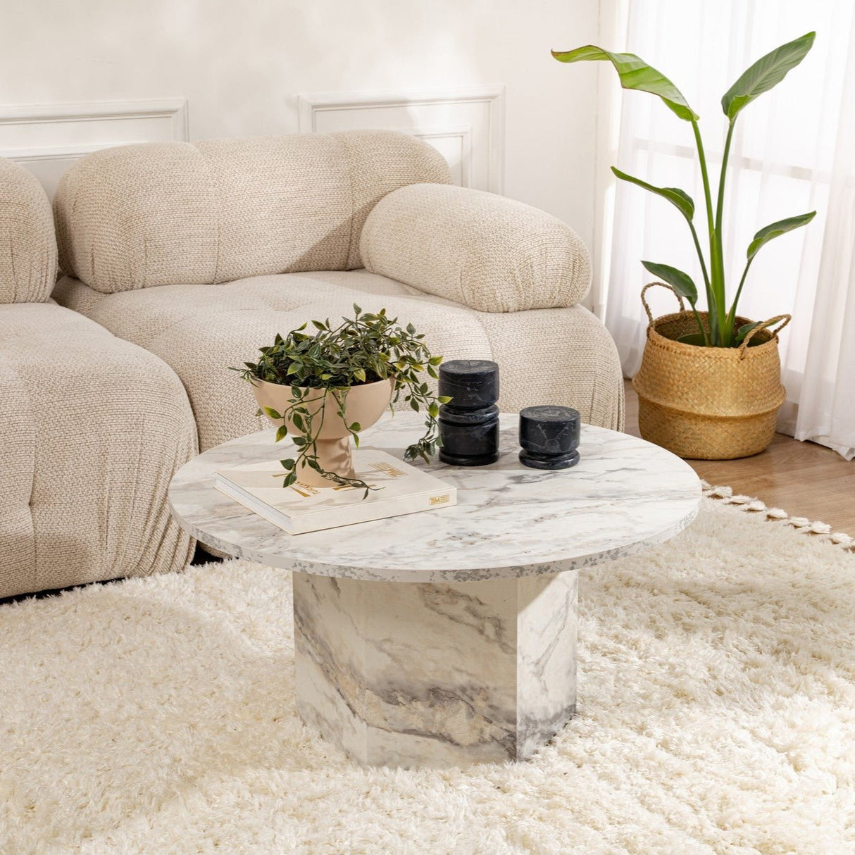 Ronde Salontafel Vano Marmerlook 80 cm