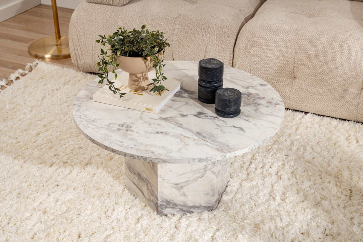 Ronde Salontafel Vano Marmerlook 80 cm