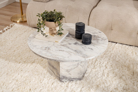 Table basse ronde Vano aspect marbre 80 cm 