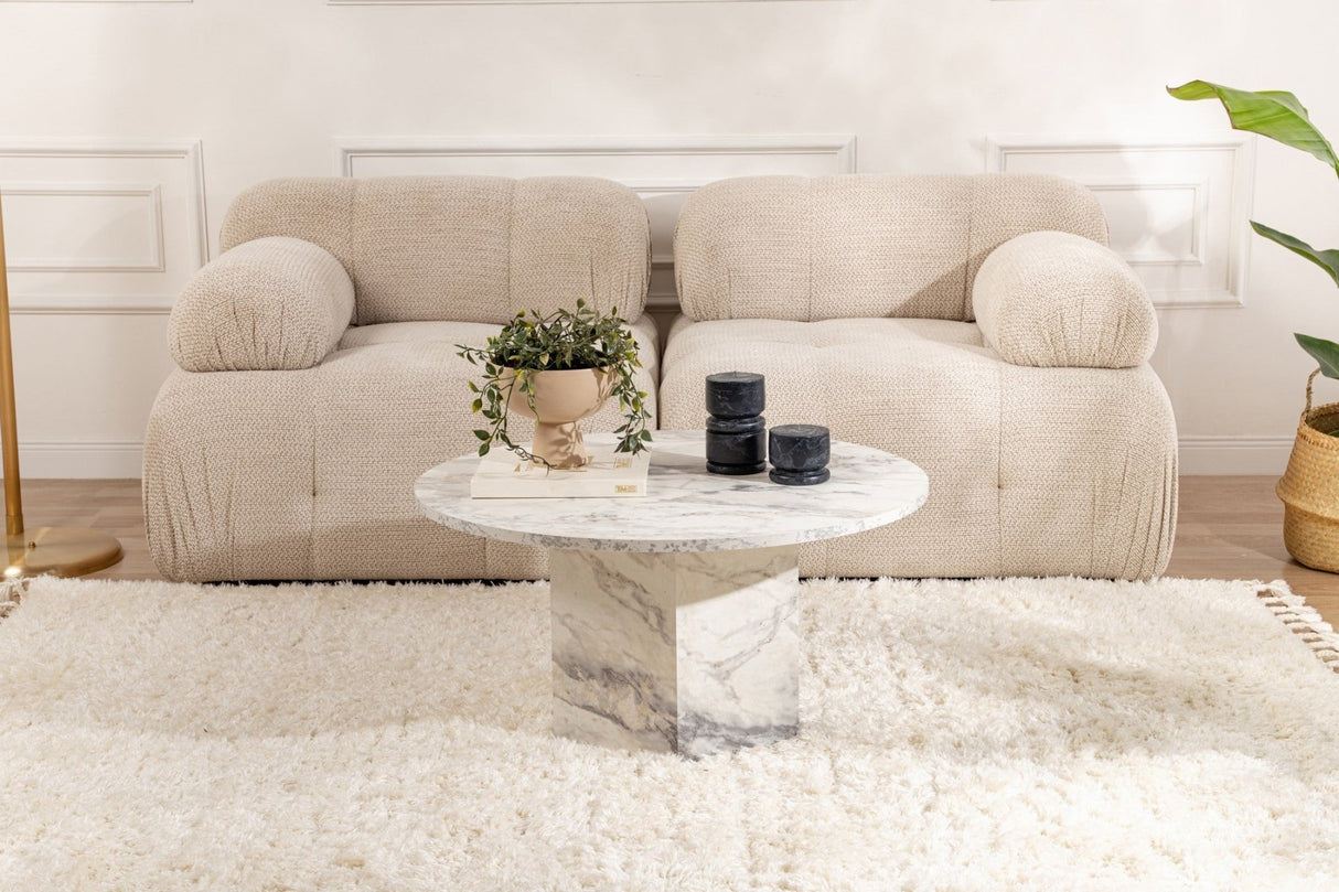 Ronde Salontafel Vano Marmerlook 80 cm