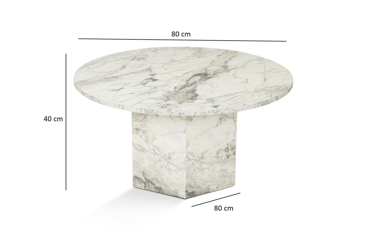 Ronde Salontafel Vano Marmerlook 80 cm
