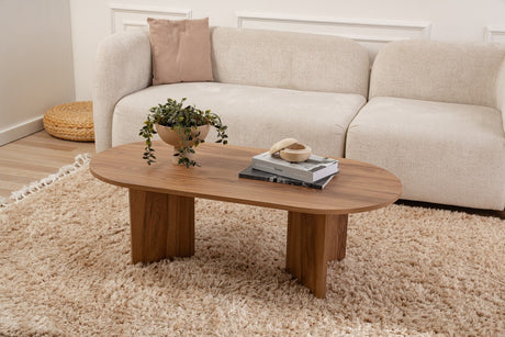 Table basse ovale aspect bois - 120x60 