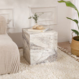 Table d'appoint moderne Cube Carré Effet Marbre - 45x45x50 cm 