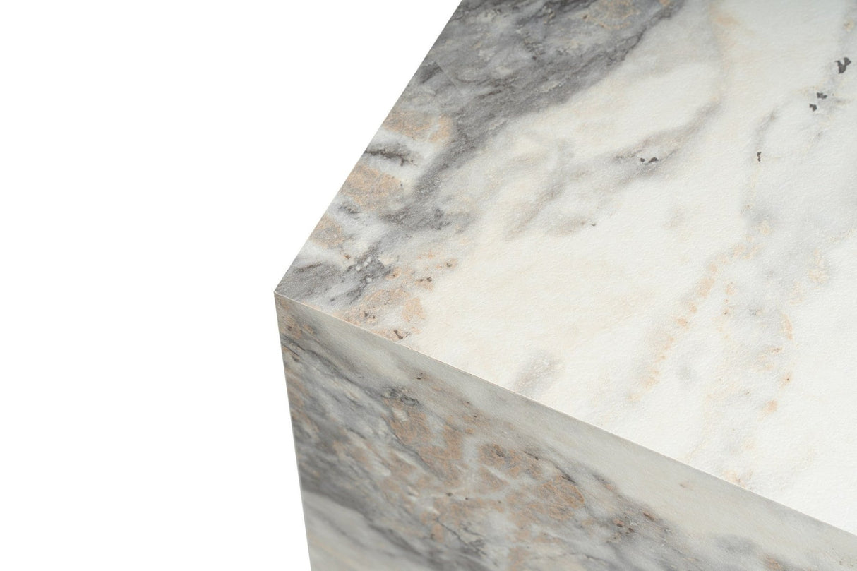 Table d'appoint moderne Cube Carré Effet Marbre - 45x45x50 cm 