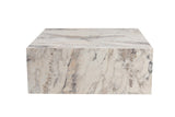 Table basse moderne carrée 90x90 cm effet marbre Prasmi 