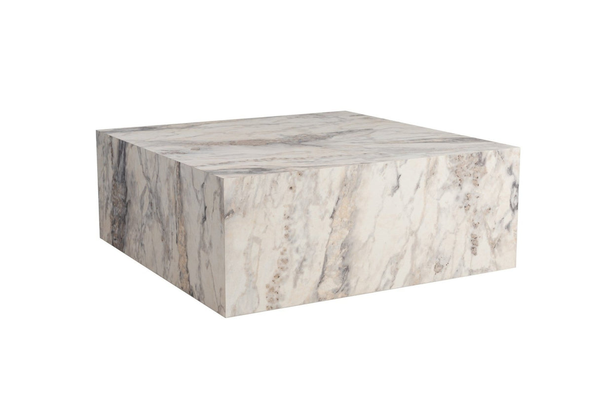 Table basse moderne carrée 90x90 cm effet marbre Prasmi 