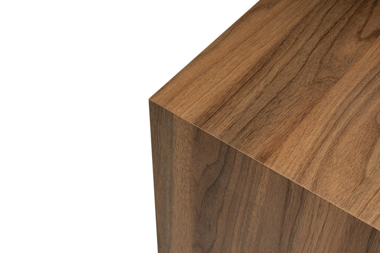 Table d'appoint moderne Cube Carré aspect Noyer - 45x45x50 cm 