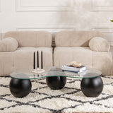 Table basse forme de rein organique - Verre - Cadre noir 120x70 cm 