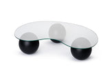Table basse forme de rein organique - Verre - Cadre noir 120x70 cm 