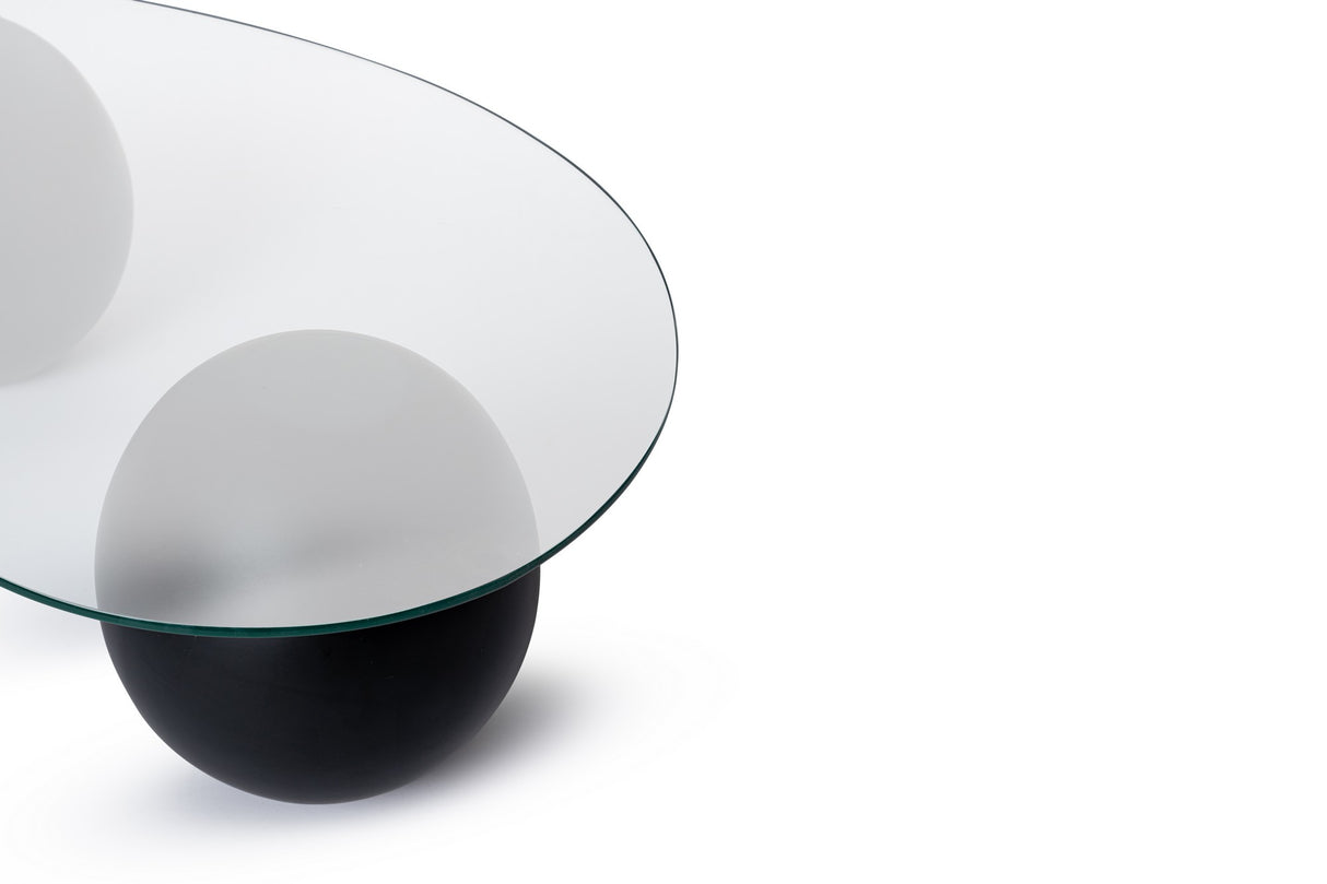 Table basse forme de rein organique - Verre - Cadre noir 120x70 cm 