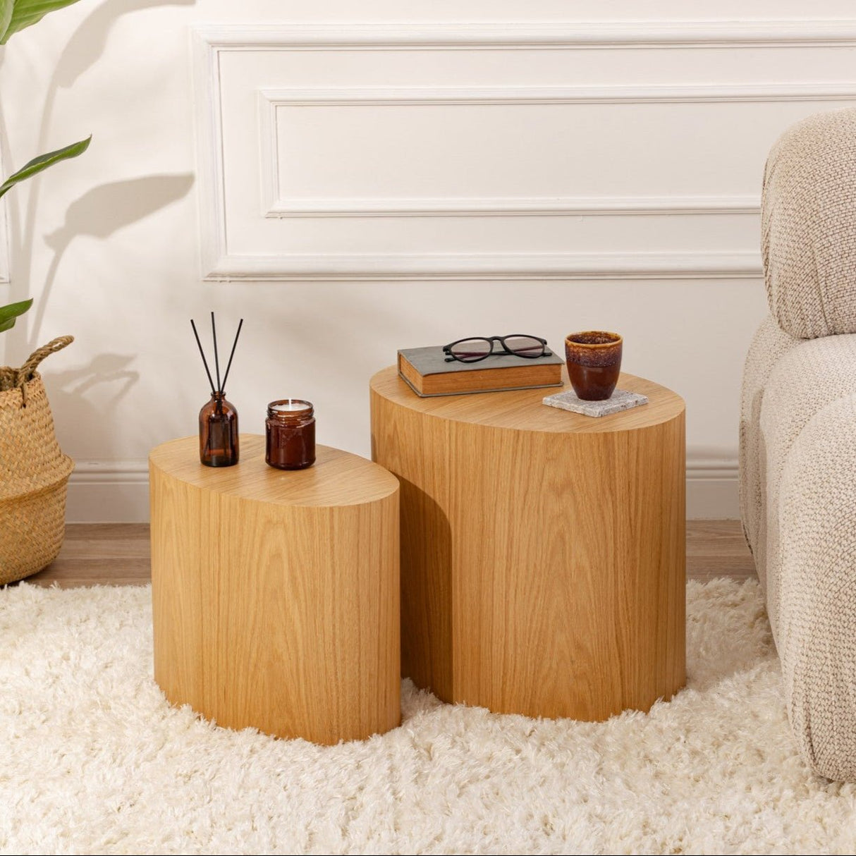 Ensemble de tables basses de 2 Ileps aspect chêne - 34x40 / 25x33 cm 