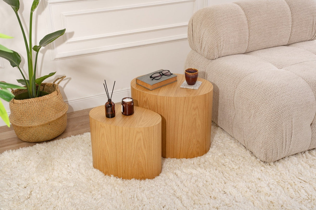 Ensemble de tables basses de 2 Ileps aspect chêne - 34x40 / 25x33 cm 