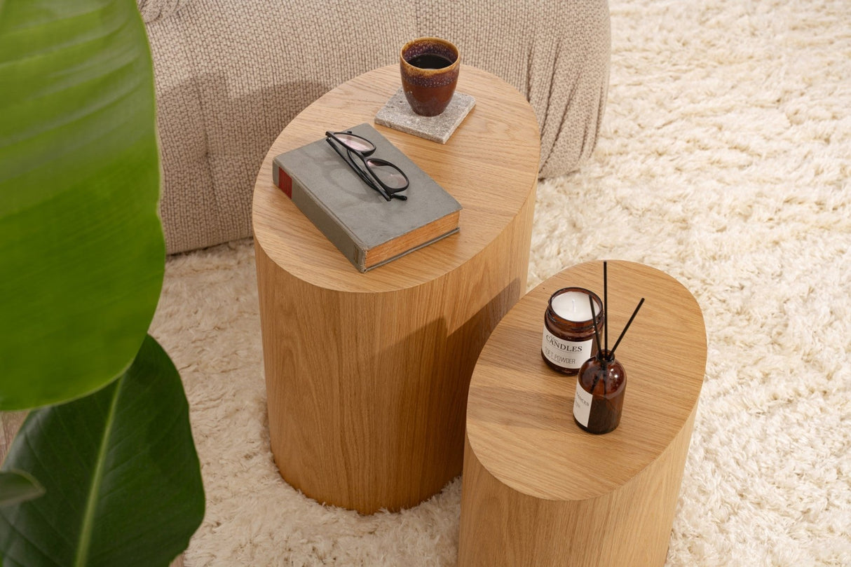 Ensemble de tables basses de 2 Ileps aspect chêne - 34x40 / 25x33 cm 