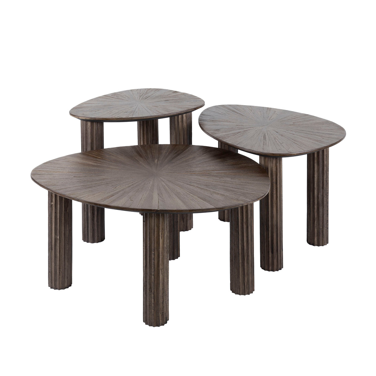 Salontafel set van 3 Myla Driehoekig Teakhout Bruin