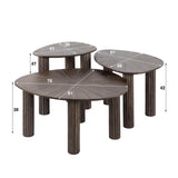 Salontafel set van 3 Myla Driehoekig Teakhout Bruin