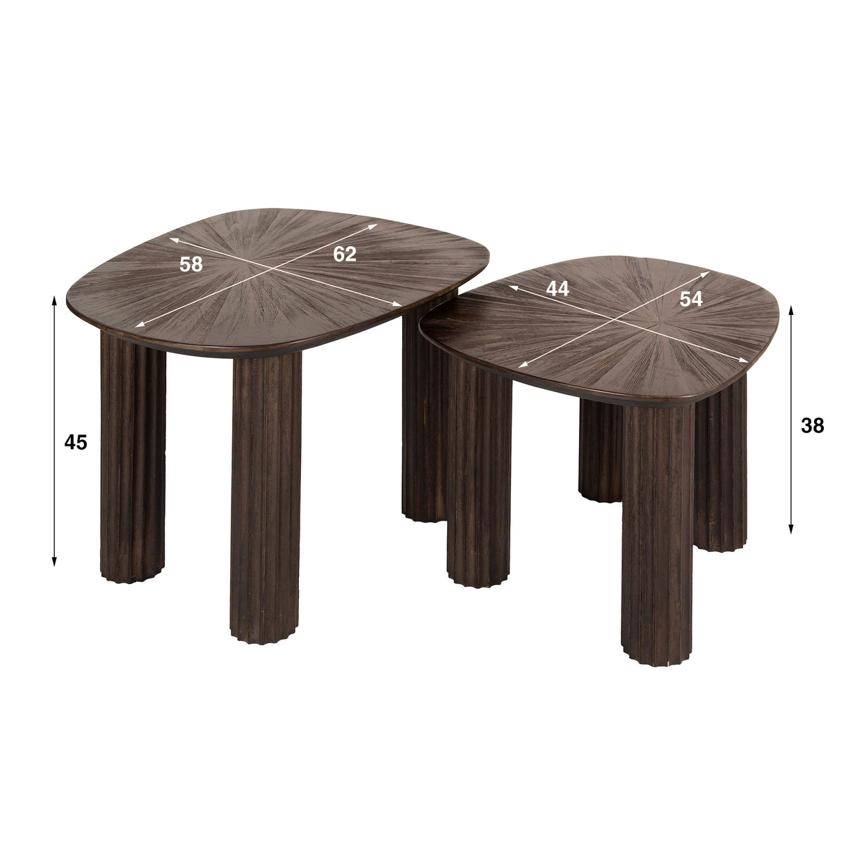 Salontafel set van 2 Myla Organisch Vierhoekig Teakhout Bruin