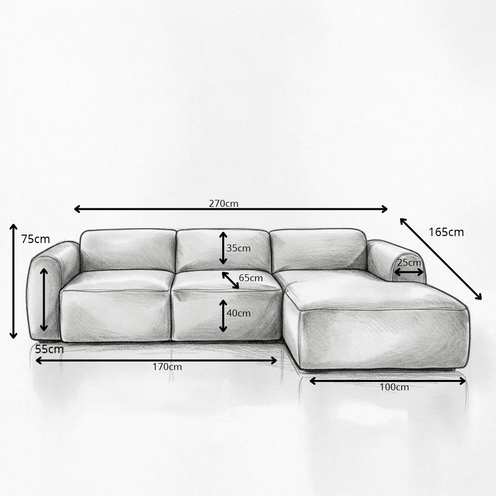 Banken-Hoekbank zand bouclé stof - 270x165 cm - Shane - rechts-Dimehouse