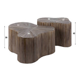 Ensemble de 2 tables basses Myla Forme organique Bois de teck Marron 