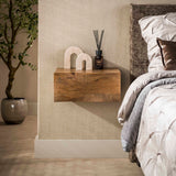 Zwevend nachtkastje 1 lade zandkleur mangohout Oona