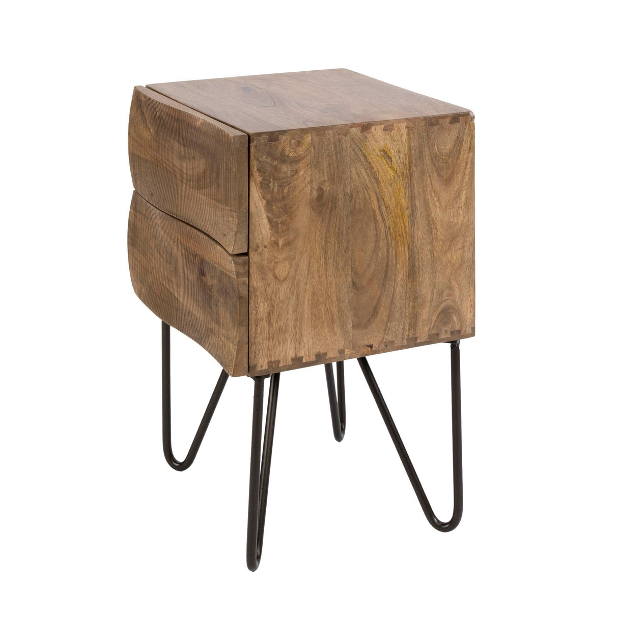 Nachtkastje 2 lades zandkleur mangohout Oona