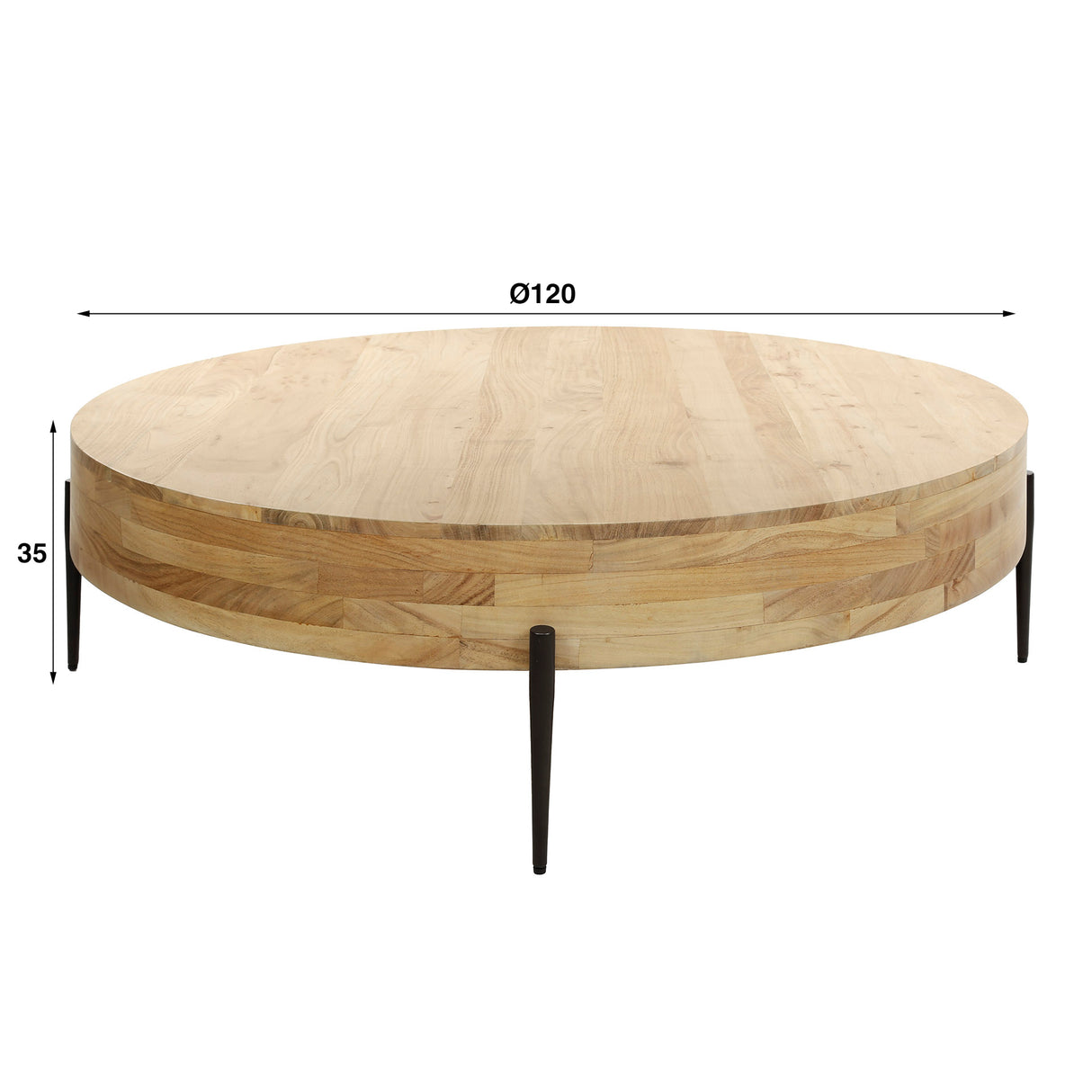 Table basse ronde Caro en bois d'acacia Ø120 cm naturel