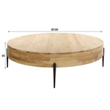 Table basse ronde Caro en bois d'acacia Ø120 cm naturel