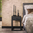 Tables de chevet - Table de chevet Bois d'Acacia Noir Davey 1 Tiroir - Dimehouse