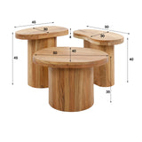 Ronde salontafel set van 3 Adam robuust acaciahout