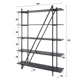 Wandkast Loek 5-laags Metaal Grijs 140 cm